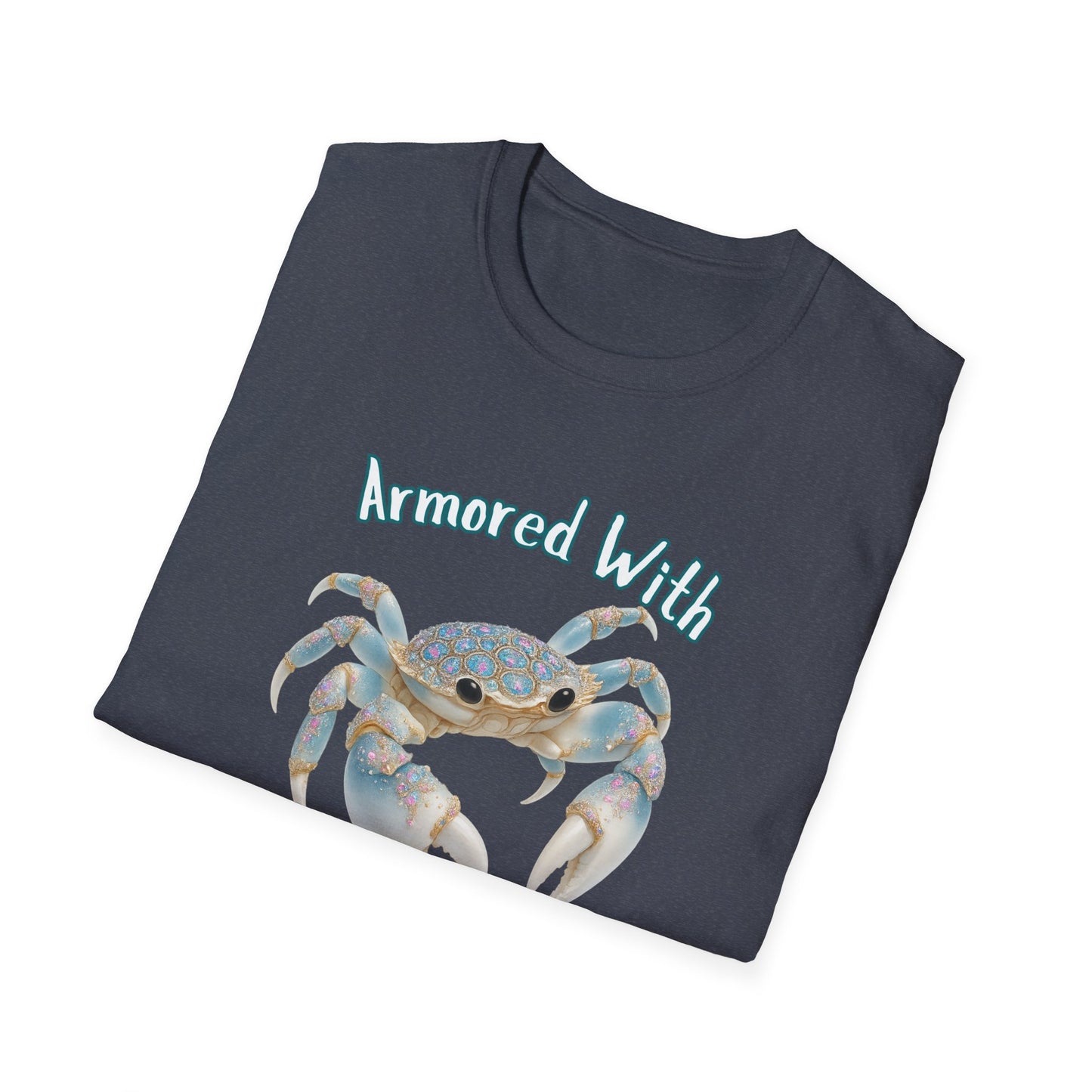 Armored With Confidence Crab T-Shirt, Unisex Beach Shirt, Ocean Lover Gift, Casual Summer Wear, Marine Life Apparel