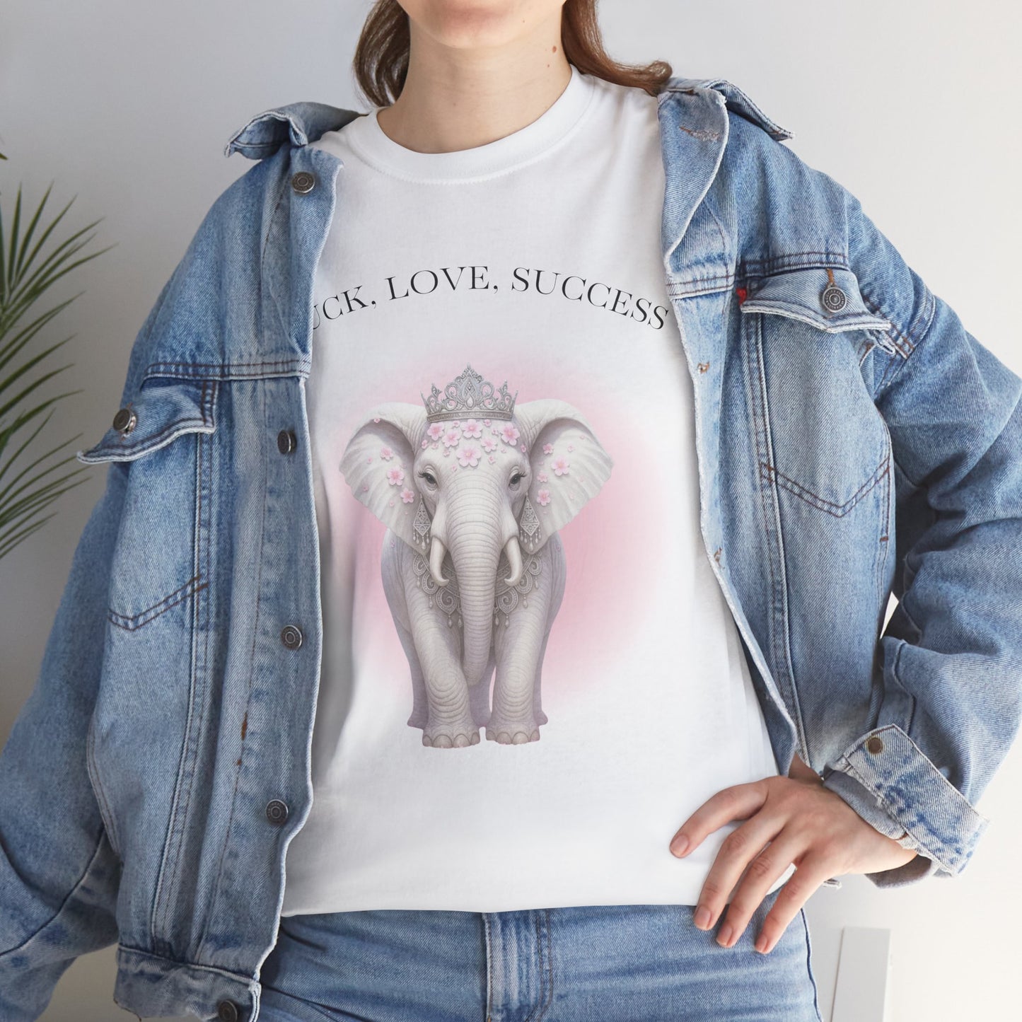 Lucky Elephant Unisex Heavy Cotton Tee | Good Luck, Success T-Shirt, Gift for Elephant Lovers, Motivational Shirt, Positive Vibes