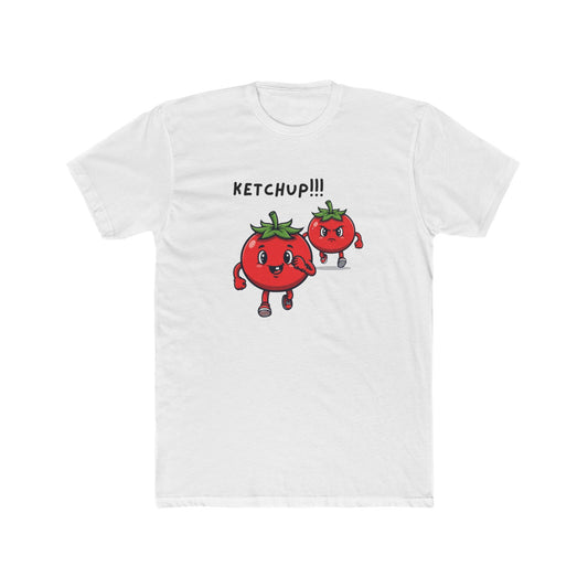 Whimsical Ketchup Cartoon Tee - Fun Unisex Cotton Crew Shirt, Gift for Foodies, Summer Vibes, Casual Wear, BBQ Apparel