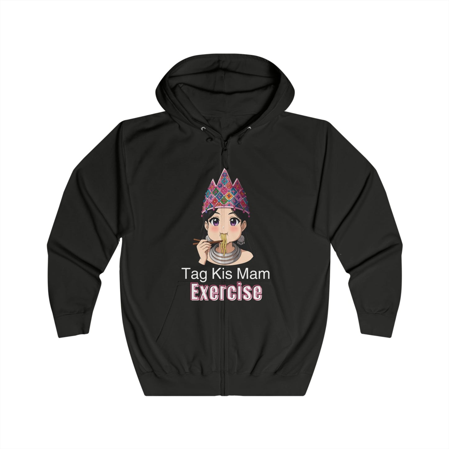 “Tag Kis Mam Exercise” Women’s Anime Zip Hoodie – Dark Edition (Black/Blue/Purple/Navy)