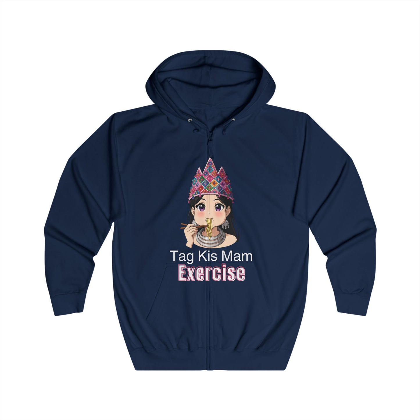 “Tag Kis Mam Exercise” Women’s Anime Zip Hoodie – Dark Edition (Black/Blue/Purple/Navy)