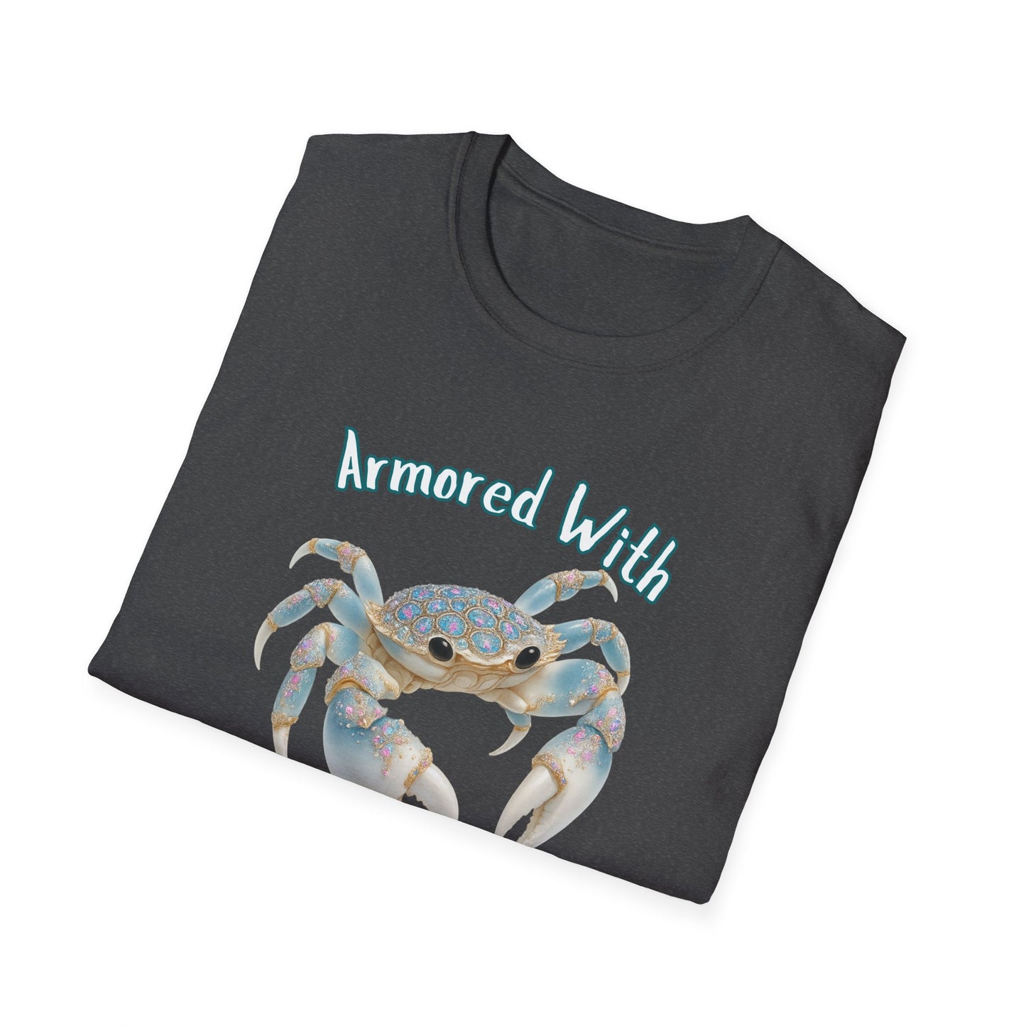 Armored With Confidence Crab T-Shirt, Unisex Beach Shirt, Ocean Lover Gift, Casual Summer Wear, Marine Life Apparel