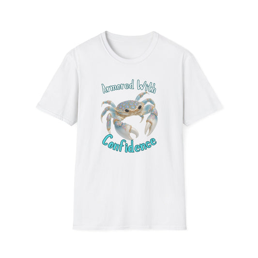 Armored With Confidence Crab T-Shirt, Unisex Beach Shirt, Ocean Lover Gift, Casual Summer Wear, Marine Life Apparel