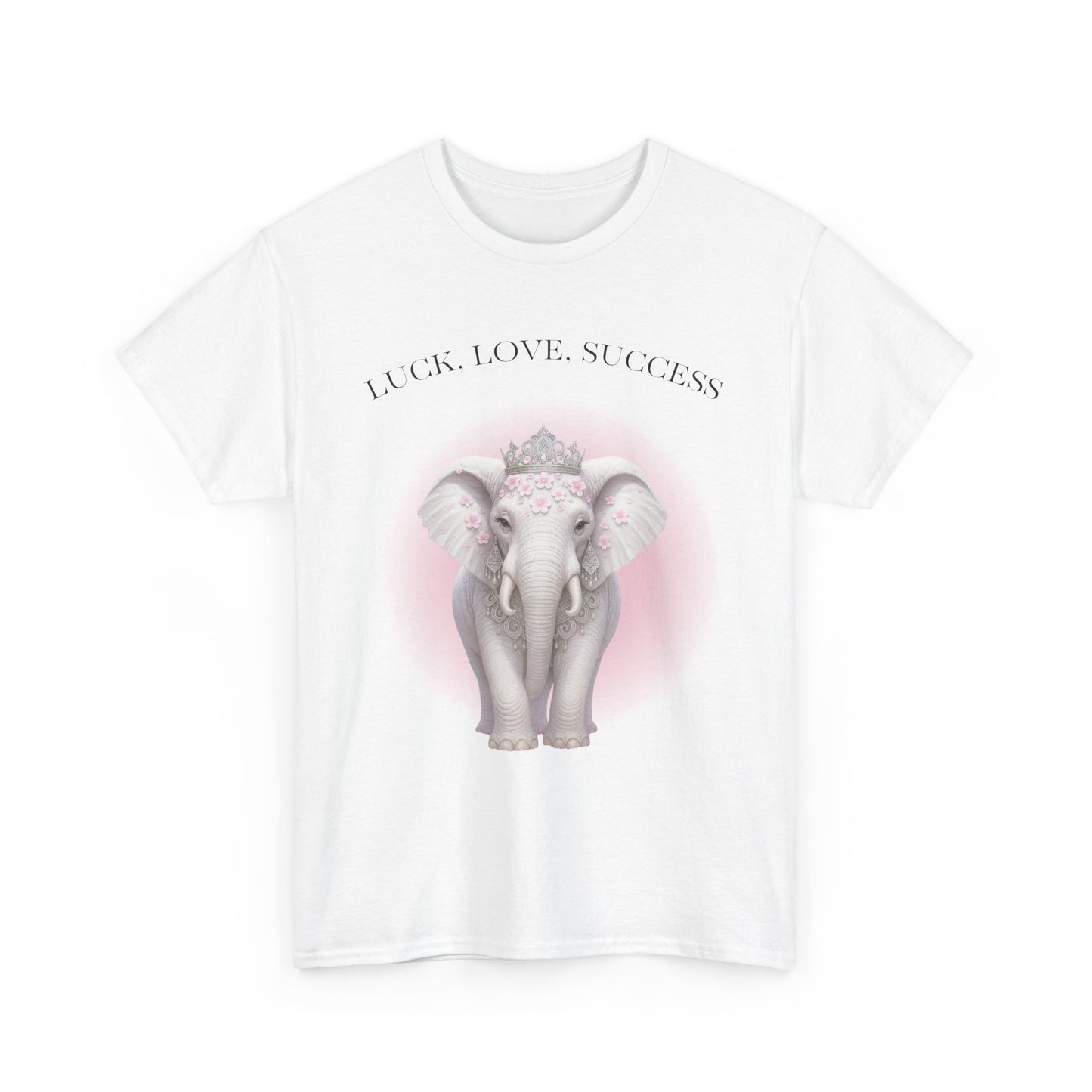 Lucky Elephant Unisex Heavy Cotton Tee | Good Luck, Success T-Shirt, Gift for Elephant Lovers, Motivational Shirt, Positive Vibes